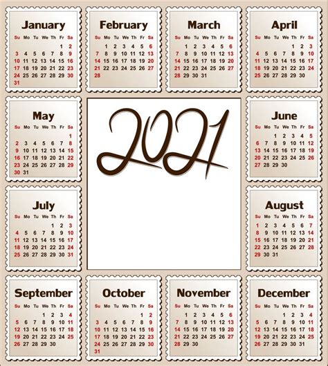Free to download and print. 2021 Calendar Printable | 12 Months All in One | Calendar 2021