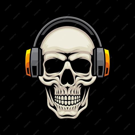 Premium Vector Skull Wearing Headset Vector Art Illustration On