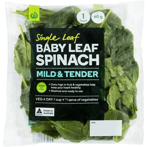 Woolworths Baby Spinach Salad 60g Bag Woolworths