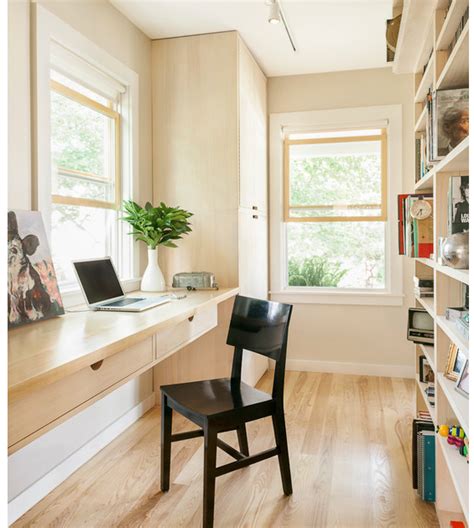 Narrow Space W Maximized Shelving Home Office Design Contemporary
