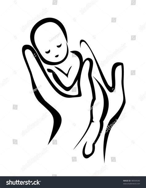 Hands Holding Newborn Baby Symbol Simple Stock Vector Royalty Free