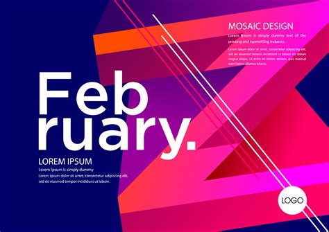 February Calendar Template With Geometric Shapes Vector Art At