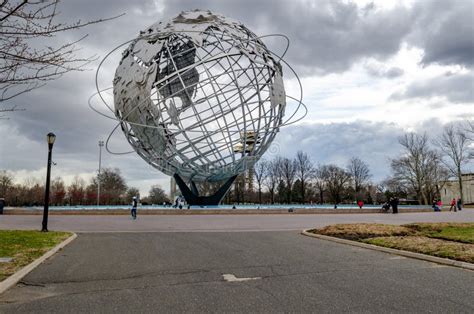 Unisphere With New York State Pavilion Observation Towers At Flushing