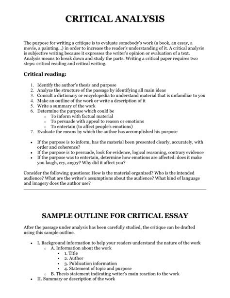 The key task is to identify the strong and weak sides of the piece and assess how well the author interprets its sources. 009 Essay Example Critical Evaluation Critically Evaluate ...