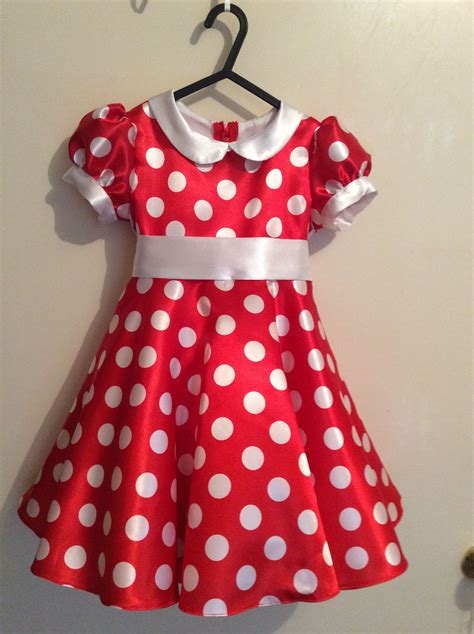 Red Satin Polka Dot Minnie Mouse Dress Sz 2 I Love These Little
