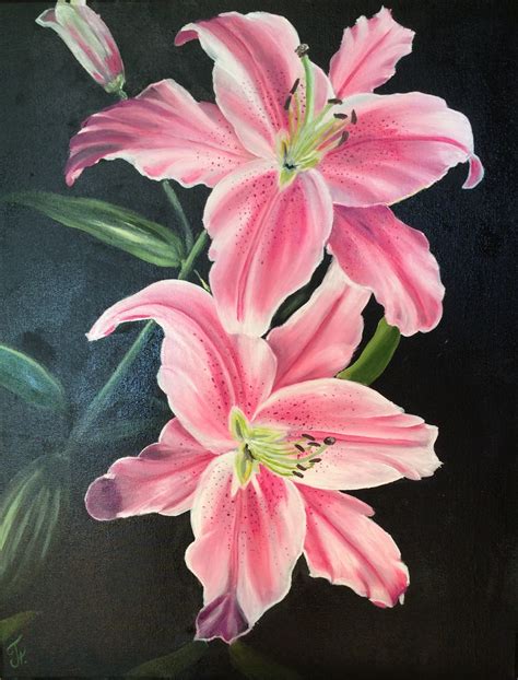 Lilies Oil Painting By Nataliia Plakhotnyk