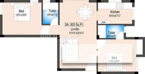 920 Sq Ft 2 Bhk Floor Plan Image Optima Homes Blend Available For