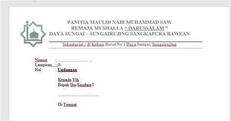 Mungkin kebanyakan dari kita telah mengenal dengan jenis surat yang satu ini. Contoh Undangan Maulid Nabi Muhammad SAW