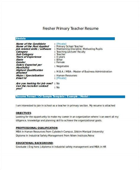 Check out these teaching résumé examples and templates for some quick and easy inspiration in your job if you'd prefer to jump off of the page a little more and add some colour to your application teaching with style. 13+ Fresher Resume Templates in Word | Free & Premium Templates
