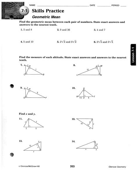 Types of triangles quiz 5th grade test: 8 1 Practice Worksheet The Geometric Mean Answers | Free Printables Worksheet
