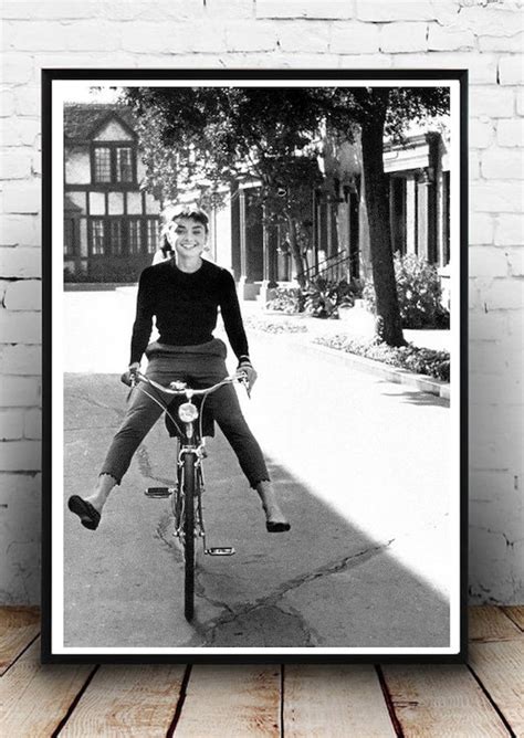 Audrey Hepburn Riding Bike Fashion Print Vintage Etsy