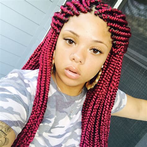 Braids Pinterest Officiallyerra Red Box Braids Single Braids Braided Hairstyles