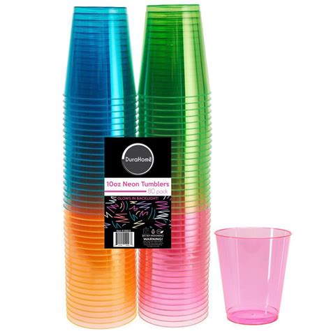 Durahome Hard Plastic Cups 10 Oz Party Cups Beverage Tumblers In