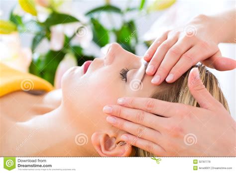 Wellness Woman Getting Head Massage In Spa Stock Image Image Of