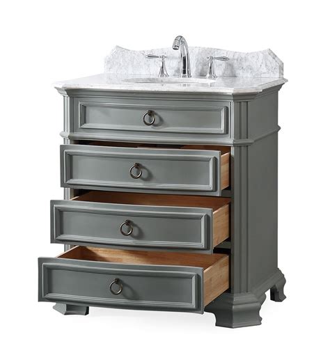 3 drawers and sliding barn doors are the perfect combination of funtion and style! Termoli 32-inch Gray Bathroom Vanity GD-2033CK