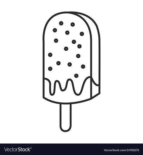Ice Cream On Stick Doodle Hand Drawn Line Vector Image