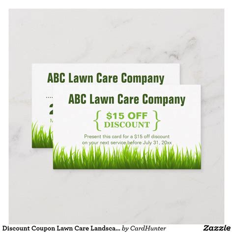 A textured discount business card could help you stand out from the crowd at a networking event. Discount Coupon Lawn Care Landscaping Gift Card | Zazzle ...