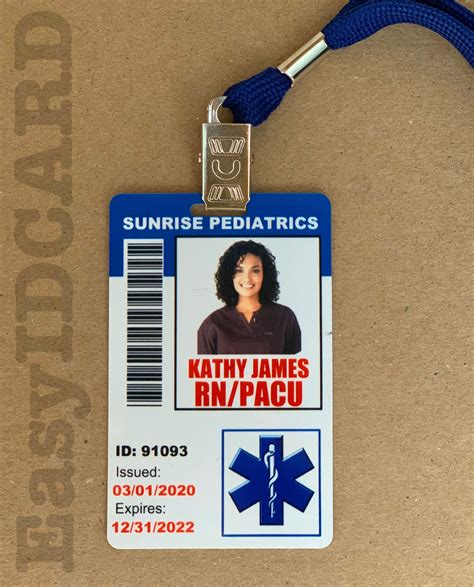 Our free printable emergency medical card tool is designed to help you create a personalized wallet card on which you can list vital information such as: Hospital Staff ID card | Id card template, Employee id ...