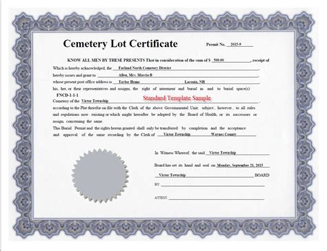 Cemetery Deed Form Templates Pernillahelmersson