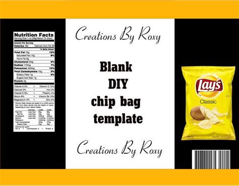Chip bag template on 11x8.5 sheet. DIY chip bag template | Chip bag, Label templates ...