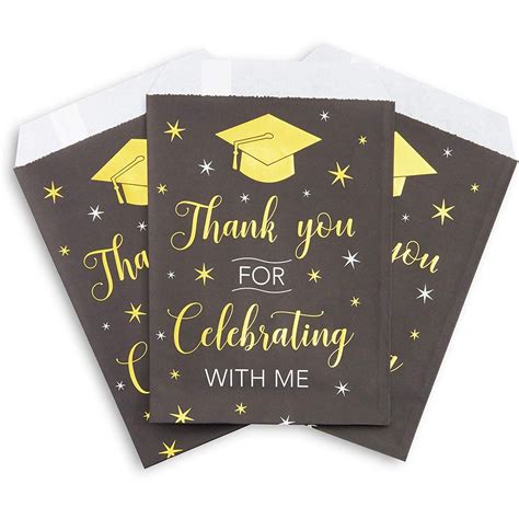 100 Pack Graduation Party Favor Paper Treat Bags 5 X 75 Inches Black