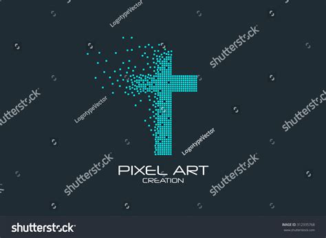 Pixel Art Design Of The Christian Cross Logo Stock Vector Illustration