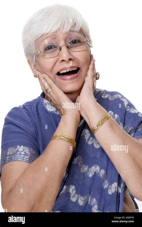 Portrait Of A Senior Woman Laughing Stock Photo Alamy