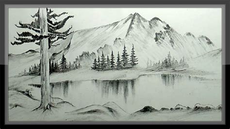 Easy Pencil Drawing Mountain Landscape Scenery Step By