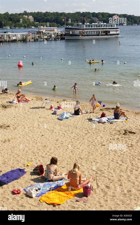 Wisconsin Lake Geneva Beach And Docks Near Riviera Popular Vacation And