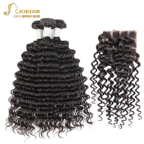Joedir Hair Brazilian Afro Kinky Curly Hair 3 Bundles With Closure Lace