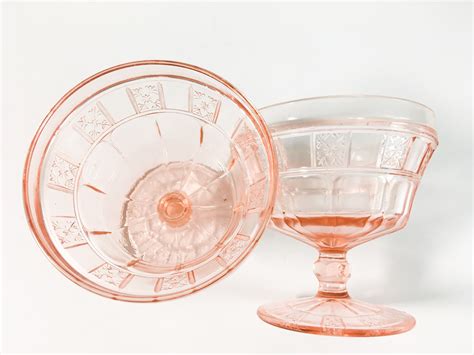 set 4 pink depression glass sherbet glasses vintage doric pink by jeannette