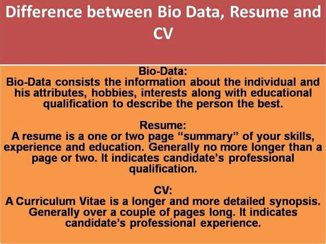 It is an old fashioned terminology for resume and cv. Difference Between Bio Data,Resume and CV | Bio data, Resume, Professional resume examples