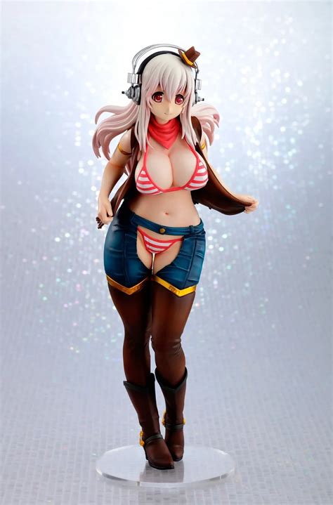 1pcs 18cm Pvc Japanese Sexy Anime Figure Super Sonico Sonicomi Jean Ver Action Figure