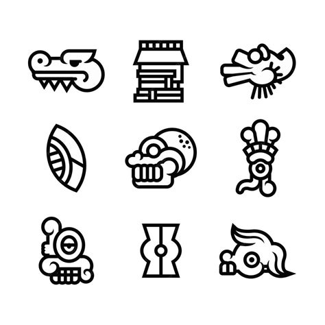 Free Vector Flat Design Aztec Symbol Set