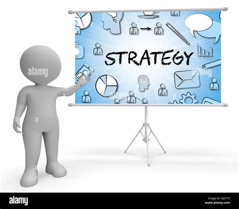 Strategy Icons Sign Meaning Plans Symbols And Strategic 3d Stock Photo