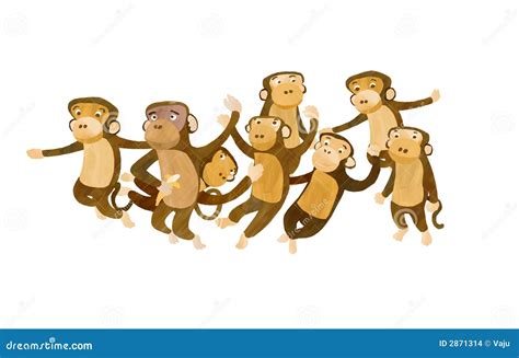 Group Of Monkeys Stock Illustration Illustration Of Digital 2871314