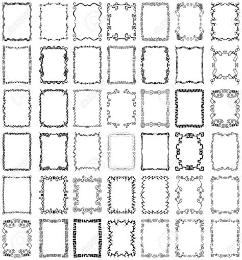 A Collection Of Over 40 Unique Hand Drawn Borders And Frames Royalty