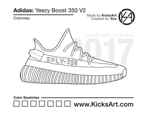 Adidas Yeezy Boost 350 V2 Kicksart Sneakers Drawing Sneaker