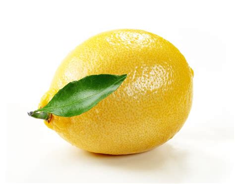 Fresh Lemon With Slice And Leaf Isolated White Background Stock Image