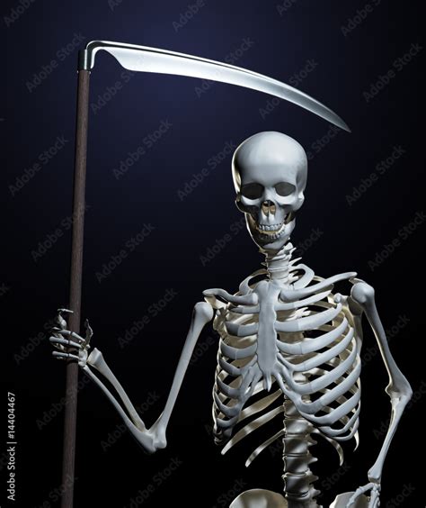 The Grim Reaper Skeleton Holding A Scythe Illustration Stock