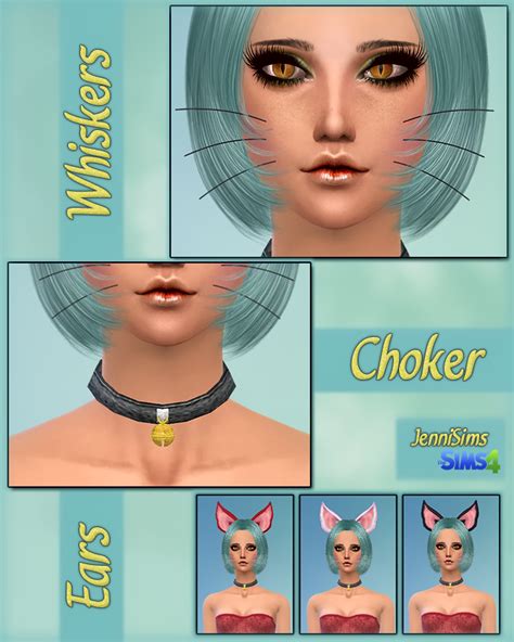 Downloads Sims 4 New Mesh Kitty Set Accessory Whiskersnecklace Choker