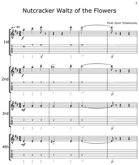 Nutcracker Waltz Of The Flowers Sheet Music For Classical Guitar