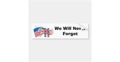We Will Never Forget Symbol 9 11 Bumper Sticker Zazzle