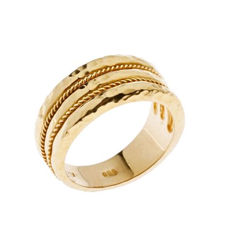 Designer Savati 18K Solid Gold Large Band Ring | CultureTaste