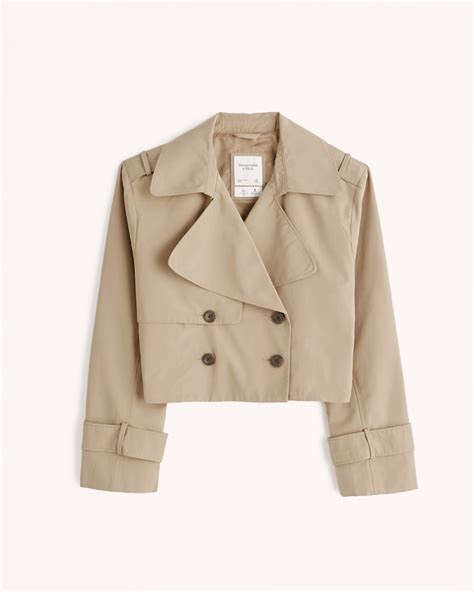 Womens Cropped Trench Coat Womens Coats And Jackets