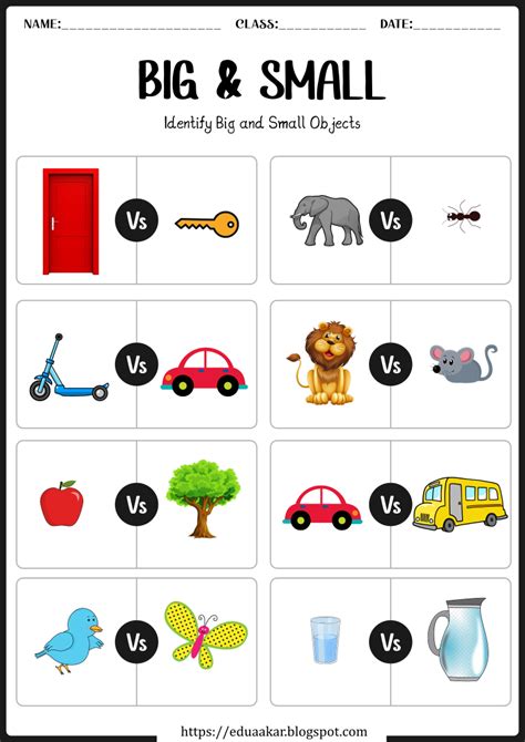 Big And Small Worksheet For Kids Pre Math Concepts