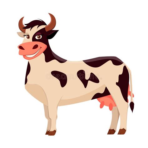 Cute Cow Farm Animal Cartoon Character Stock Vector Illustration Of