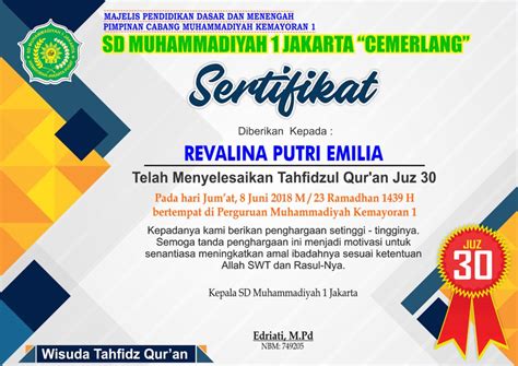 Format Contoh Sertifikat Tahfiz Wajib Tahu Guna Menciptakan Sertifikat