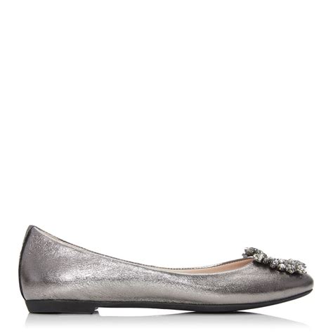 Elzy Pewter Metallic Leather Shoes From Moda In Pelle Uk