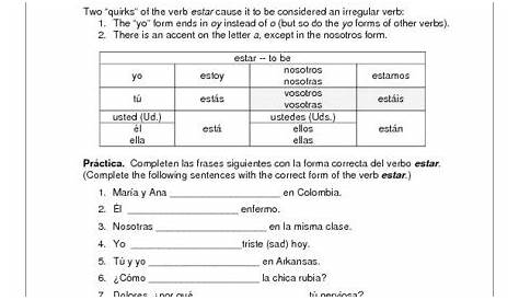 ser to be worksheets